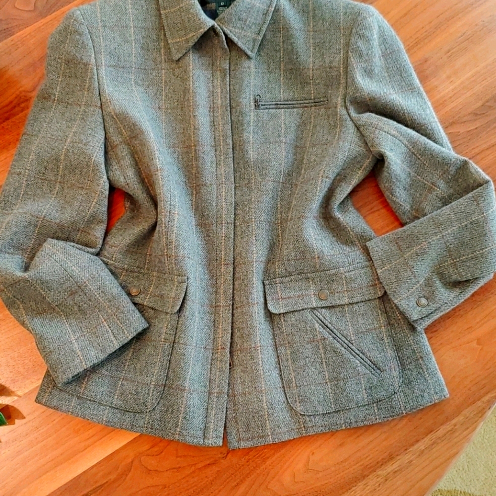 Vintage Ralph Lauren 100% Lambswool Plaid Blazer